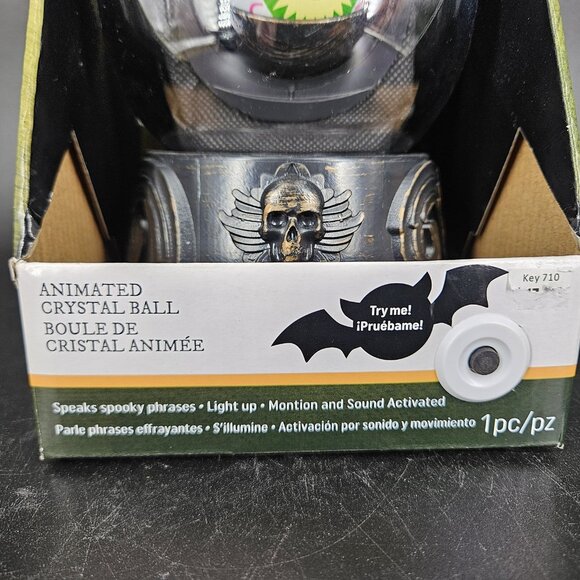 Gemmy Animated Crystal Ball Halloween Skull Eye Motion Sound Light Decor 6 Inch - Picture 3 of 14